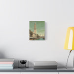 Vintage Harbor Clocktower Canvas Print — Coastal Cityscape Wall Art - AquilVision
