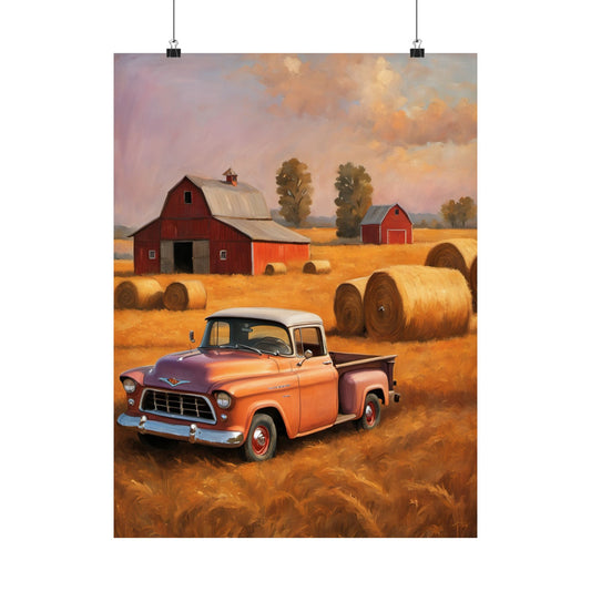 Rustic Farmhouse Matte Poster, Vintage Truck Art, Country Decor, Wall Art for Home, Farmhouse Style, Gift for Nature Lovers