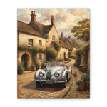 Vintage Jaguar in English Cottage – Matte Stretched Canvas Wall Art