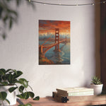 Golden Gate Bridge Sunset Poster - Matte Vertical Travel Wall Art - AquilVision
