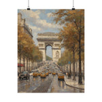 Paris Arc de Triomphe Poster — Autumn Boulevard Matte Vertical Art Print - AquilVision