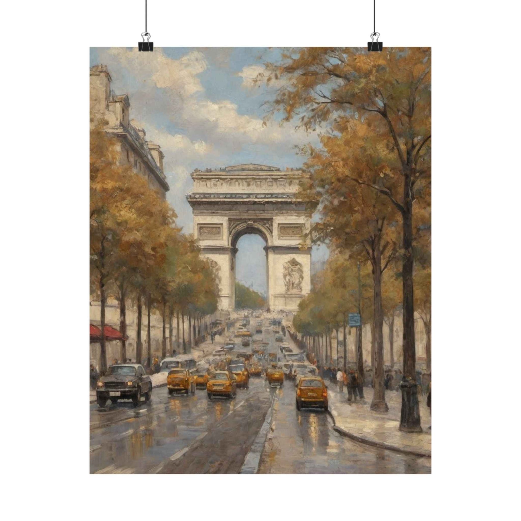 Paris Arc de Triomphe Poster — Autumn Boulevard Matte Vertical Art Print - AquilVision
