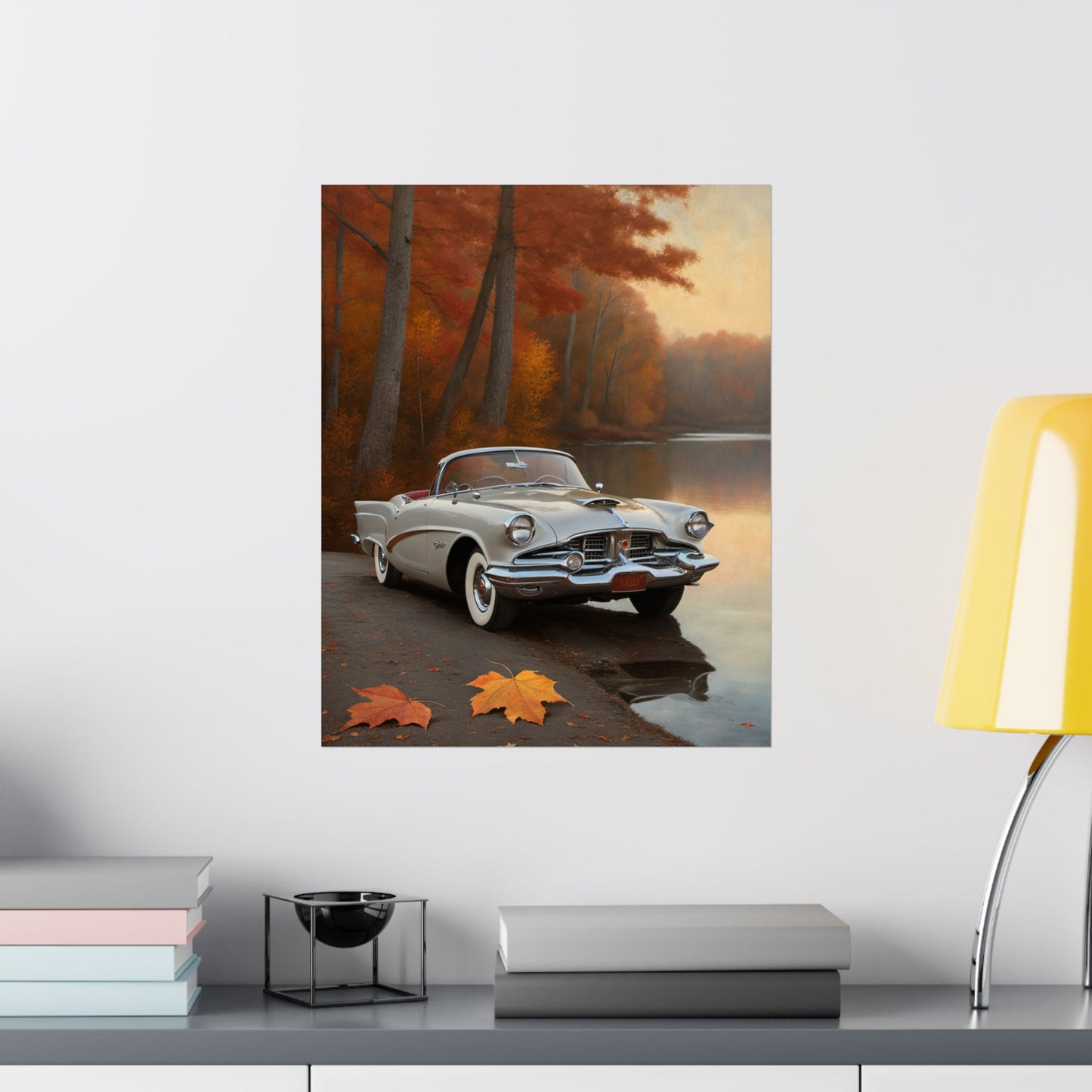 Vintage Car Autumn Matte Poster, Classic Car Art Print, Fall Decor, Retro Home Wall Art, Gift for Him, Car Lover Wall Decor