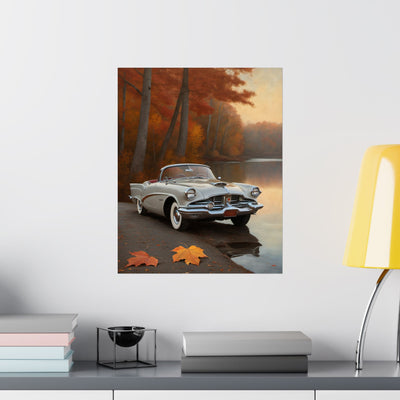 Vintage Car Autumn Matte Poster, Classic Car Art Print, Fall Decor, Retro Home Wall Art, Gift for Him, Car Lover Wall Decor - AquilVision