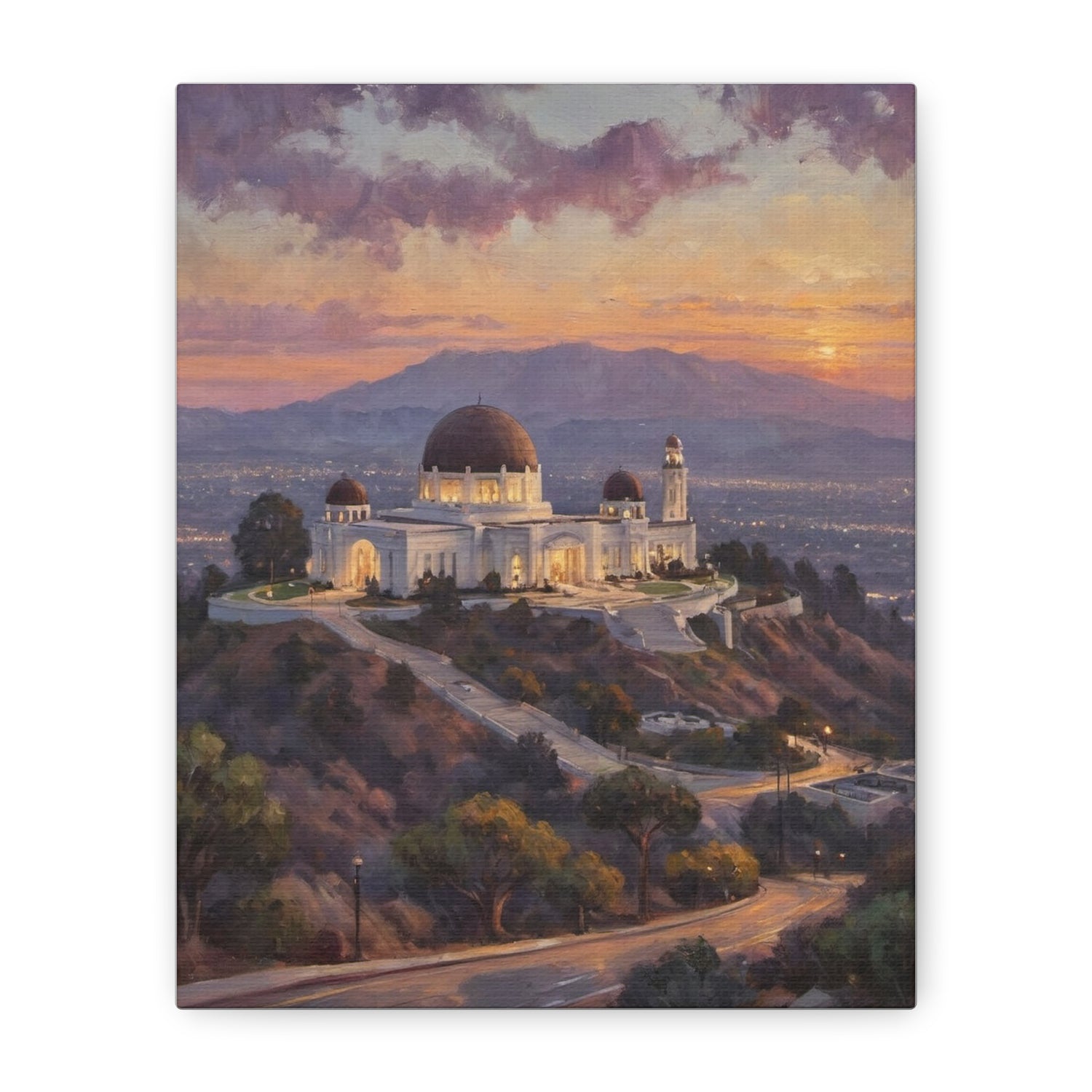 Griffith Observatory Sunset Matte Canvas Print — Stretched Wall Art
