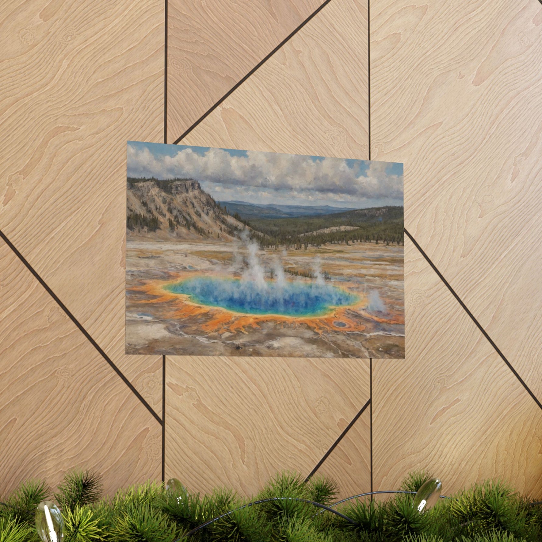 Yellowstone Grand Prismatic Spring Matte Horizontal Poster — Scenic National Park Landscape Wall Art - AquilVision