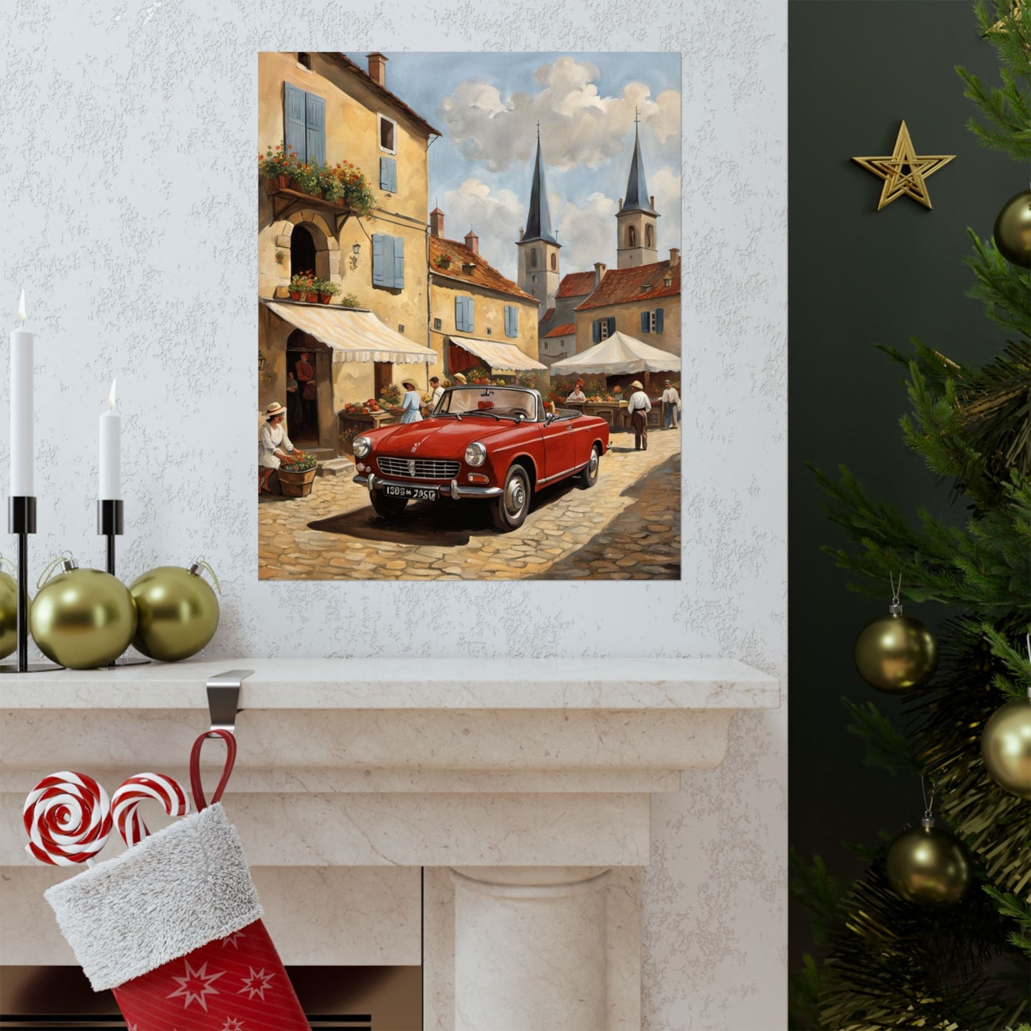 Charming Vintage Car Vertical Poster, French Village Decor, Nostalgic Wall Art, Home Gallery, Gift for Car Lovers, Unique Interior [...] Printify