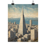 Vintage Cityscape Poster — Transamerica Pyramid Matte Vertical Print - AquilVision