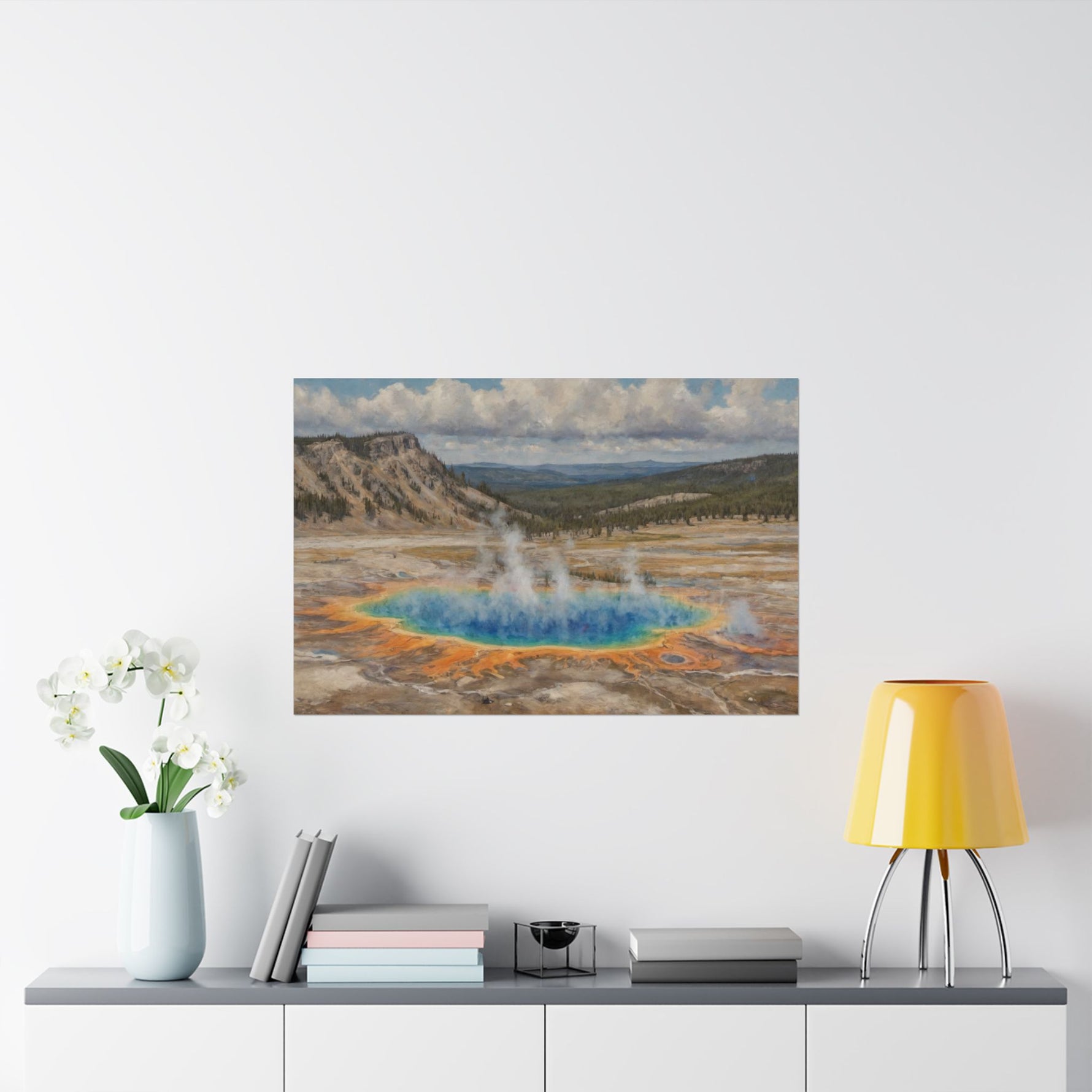 Yellowstone Grand Prismatic Spring Matte Horizontal Poster — Scenic National Park Landscape Wall Art - AquilVision