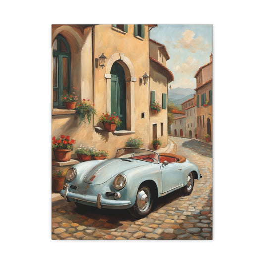 Vintage Car Canvas Print, Classic Car Wall Art, Retro Home Decor, Car Lover Gift, Italian Street Scene Art
