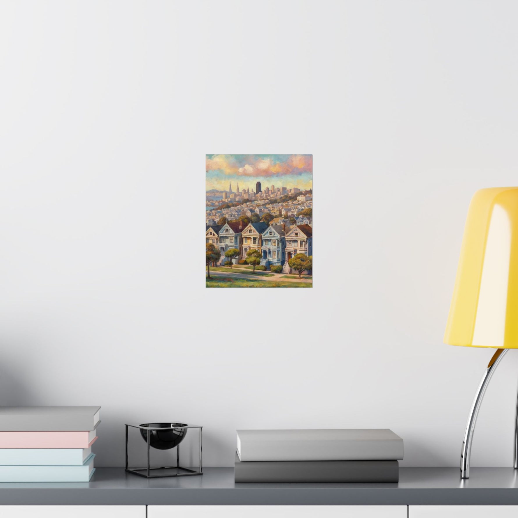 San Francisco Painted Row Houses Matte Poster — Vintage Cityscape Wall Art - AquilVision