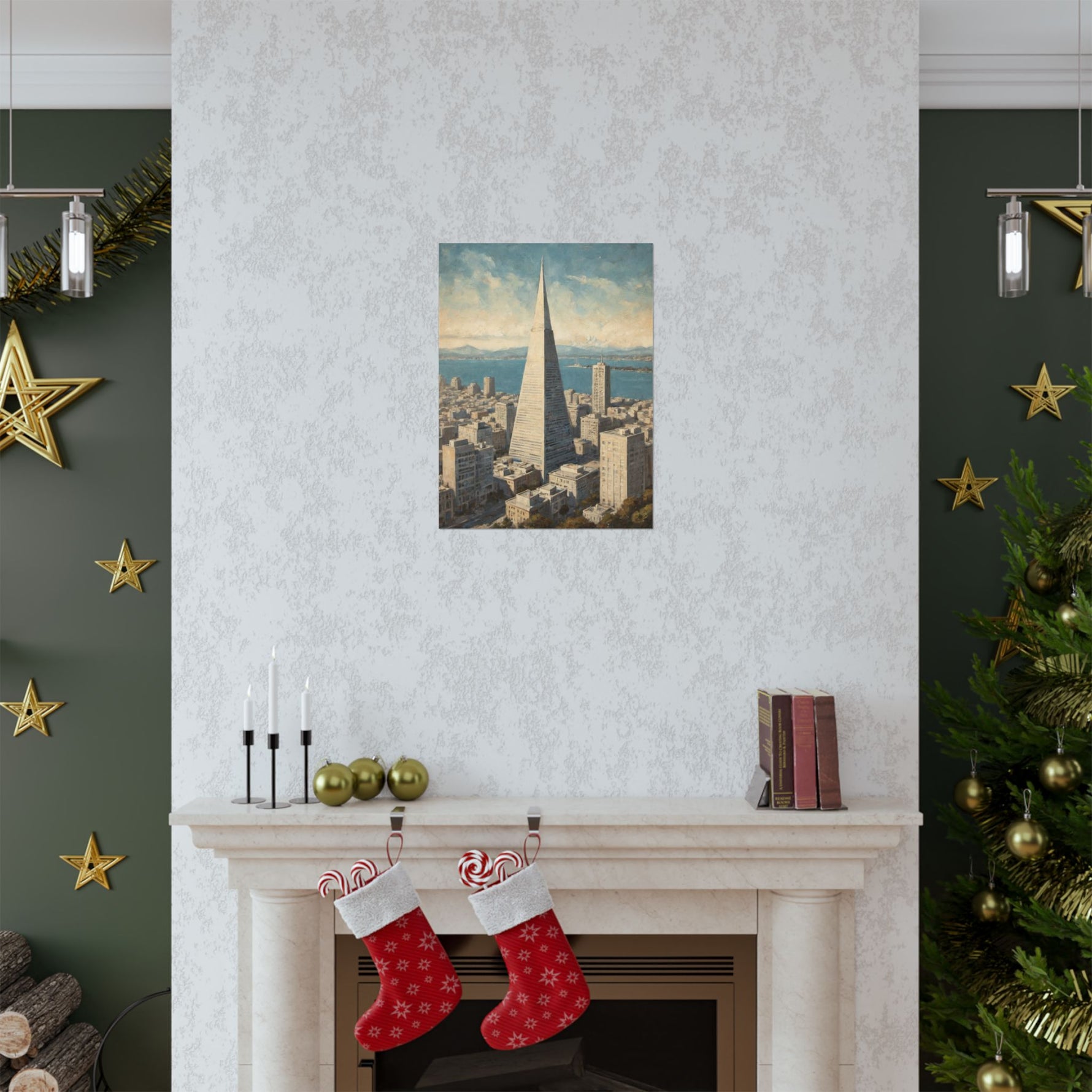 Vintage Cityscape Poster — Transamerica Pyramid Matte Vertical Print - AquilVision