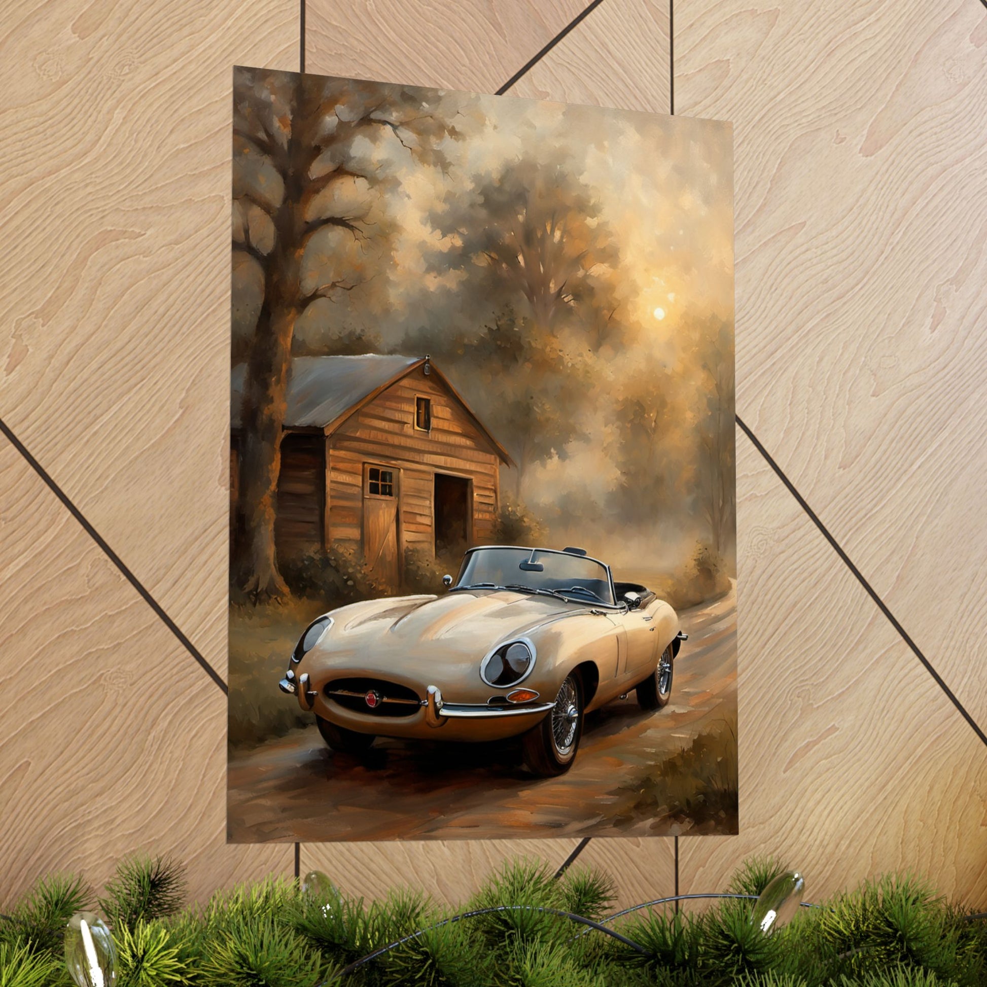Vintage Car Art Poster, Matte Vertical Wall Decor, Retro Automotive Print, Gift for Car Lovers, Home Wall Art, Rustic Decor - AquilVision
