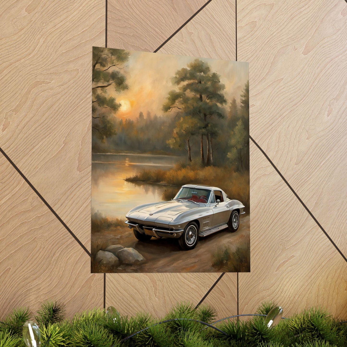 Classic Car Landscape Poster, Vintage Vehicle Decor, Automotive Wall Art, Retro Home Decoration, Perfect Gift for Car Lovers Printify