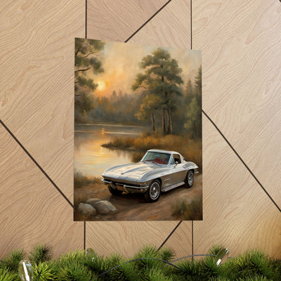 Classic Car Landscape Poster, Vintage Vehicle Decor, Automotive Wall Art, Retro Home Decoration, Perfect Gift for Car Lovers Printify