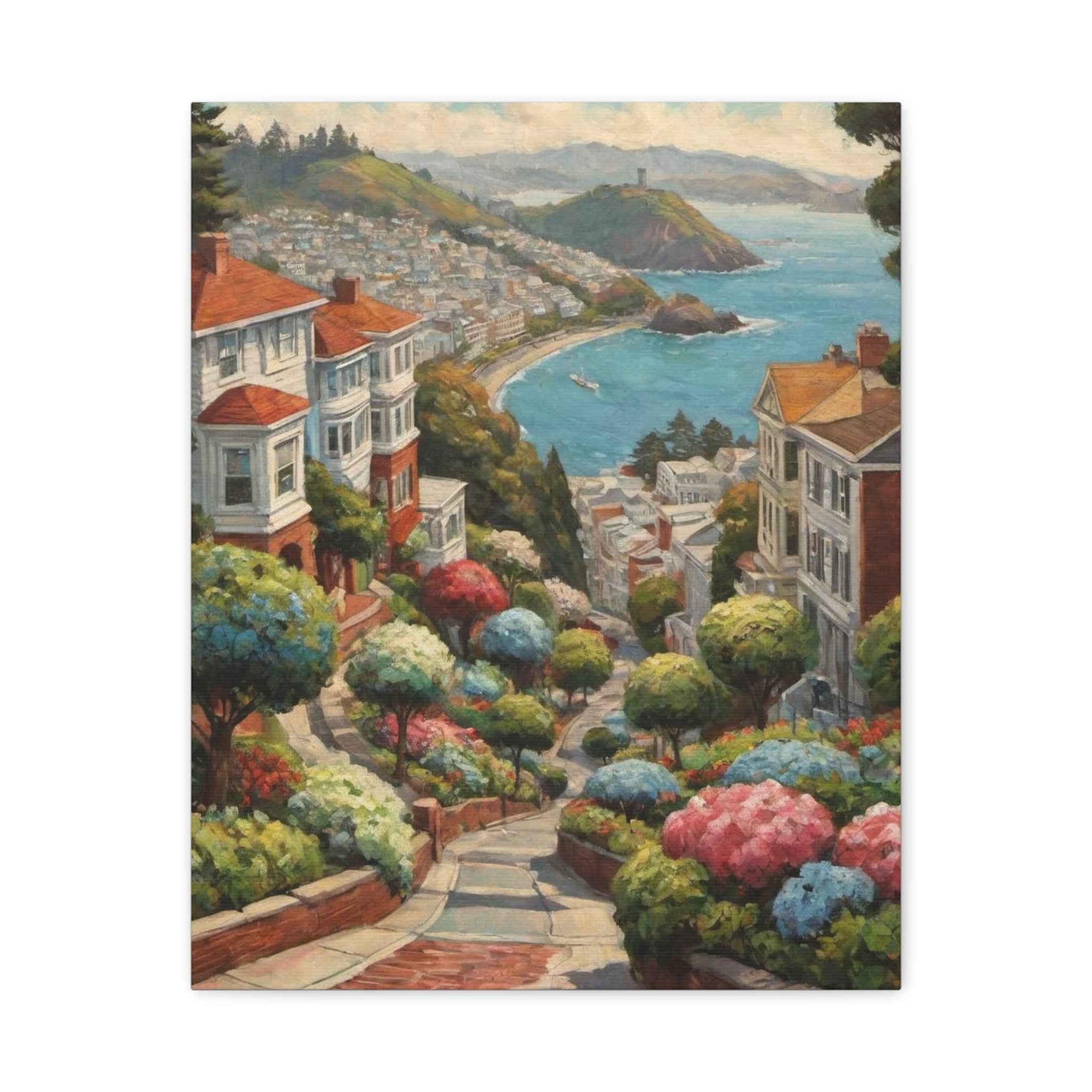 Coastal Garden Street Canvas Print — Stretched Matte Wall Art - AquilVision