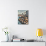 Sea Lions on Pier Matte Canvas Print — Nautical Coastal Wall Art - AquilVision