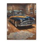 Vintage Police Cruiser Canvas Print – 1950s Patrol Car Wall Art (Matte Stretched)