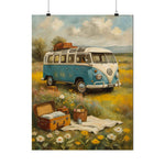 Vintage VW Camper Poster — Retro Roadtrip Wall Art