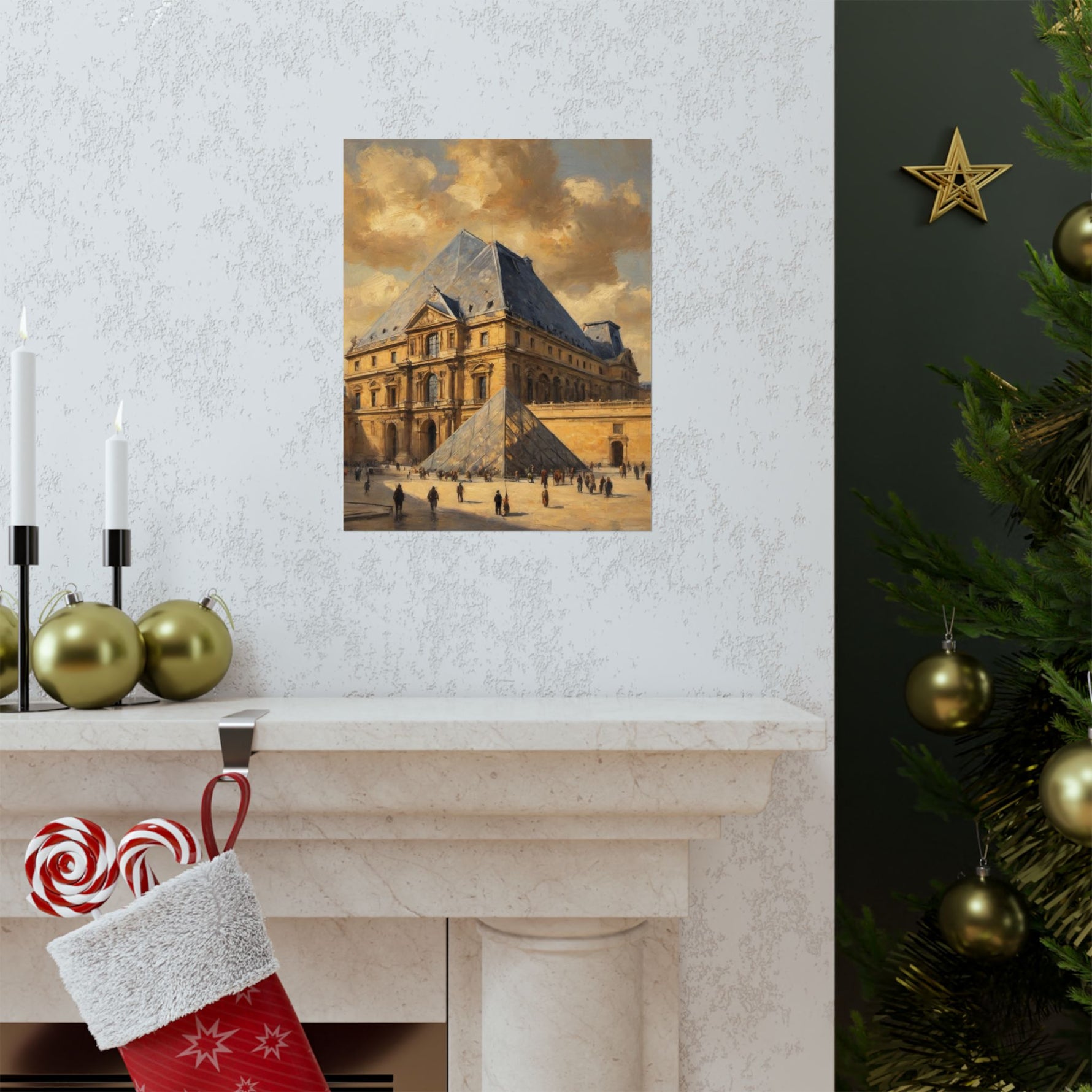 Louvre Pyramid Matte Vertical Poster — Vintage Paris Architecture Wall Art - AquilVision