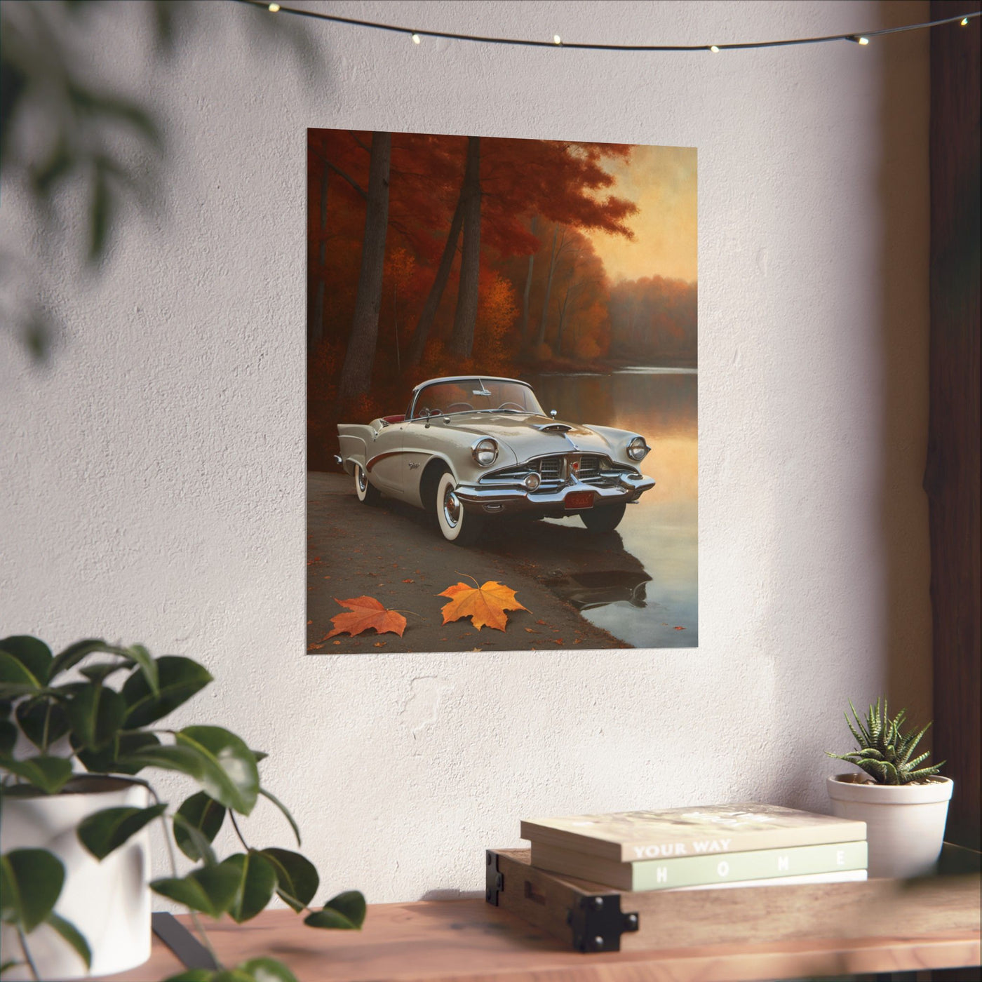 Vintage Car Autumn Matte Poster, Classic Car Art Print, Fall Decor, Retro Home Wall Art, Gift for Him, Car Lover Wall Decor - AquilVision