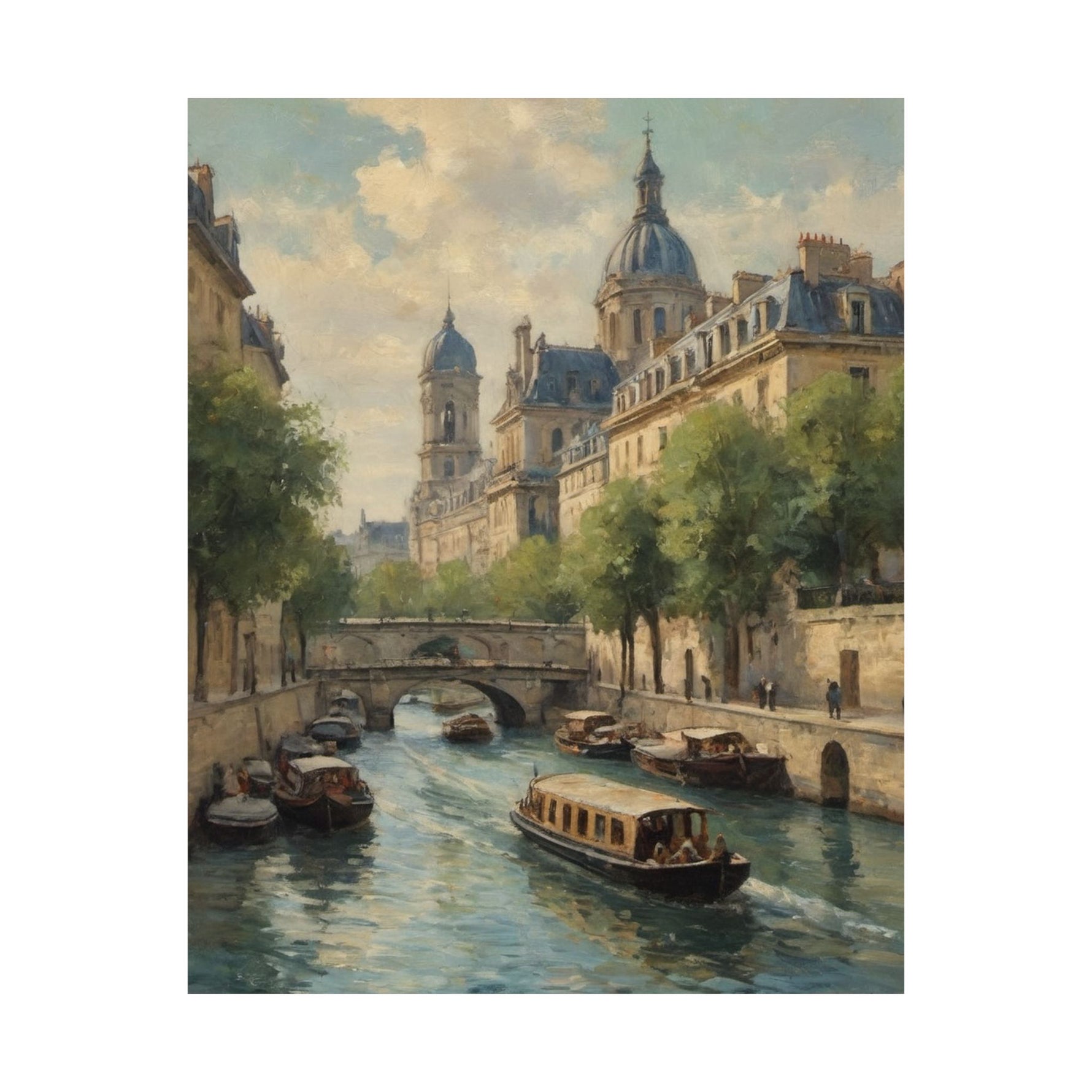 Paris Riverboat Matte Poster — Vintage European Cityscape Wall Art - AquilVision