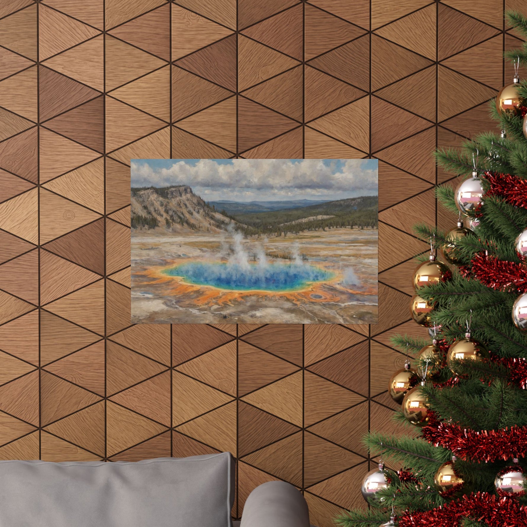 Yellowstone Grand Prismatic Spring Matte Horizontal Poster — Scenic National Park Landscape Wall Art - AquilVision
