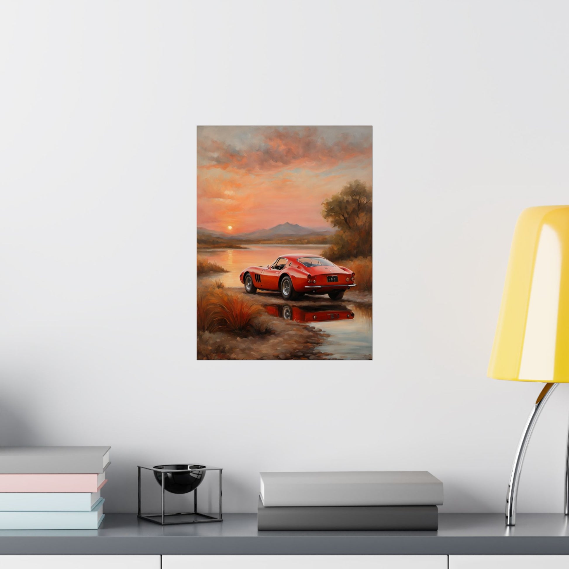 Scenic Car Wall Art, Vintage Car Poster, Automotive Decor, Nature Artwork, Gift for Him, Room Aesthetic, Classic Car Print Printify