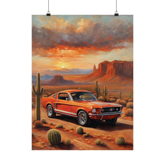 Vintage Desert Muscle Car Art Print – 18x24 in Poster