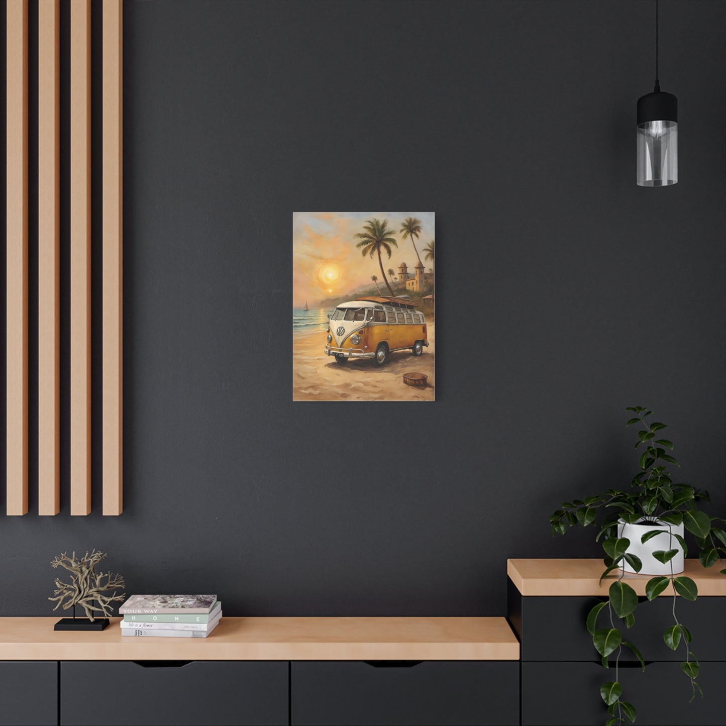 Beach Vibes Canvas Print, Summer Decor, VW Bus Art, Coastal Wall Art, Boho Home Decor, Travel-Inspired Gift