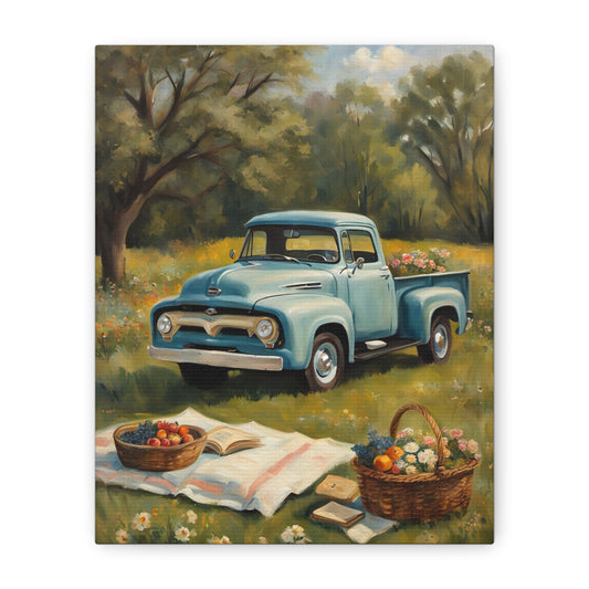 Vintage Truck Canvas Art Print, Farmhouse Decor, Wall Art, Rustic Home Decoration, Gift Idea for Nature Lovers