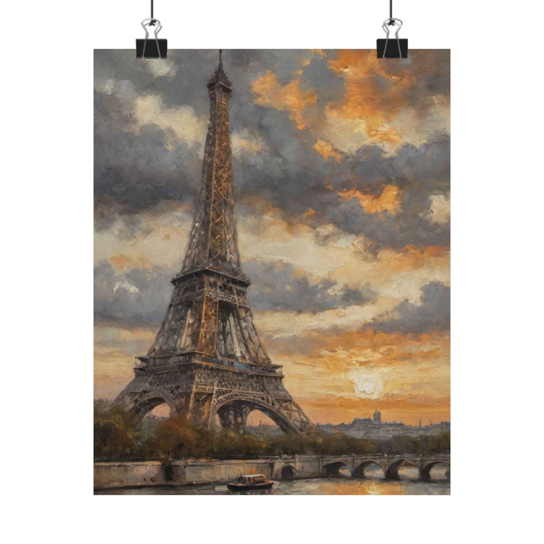 Eiffel Tower Sunset Matte Poster — Vintage Paris Wall Art - AquilVision