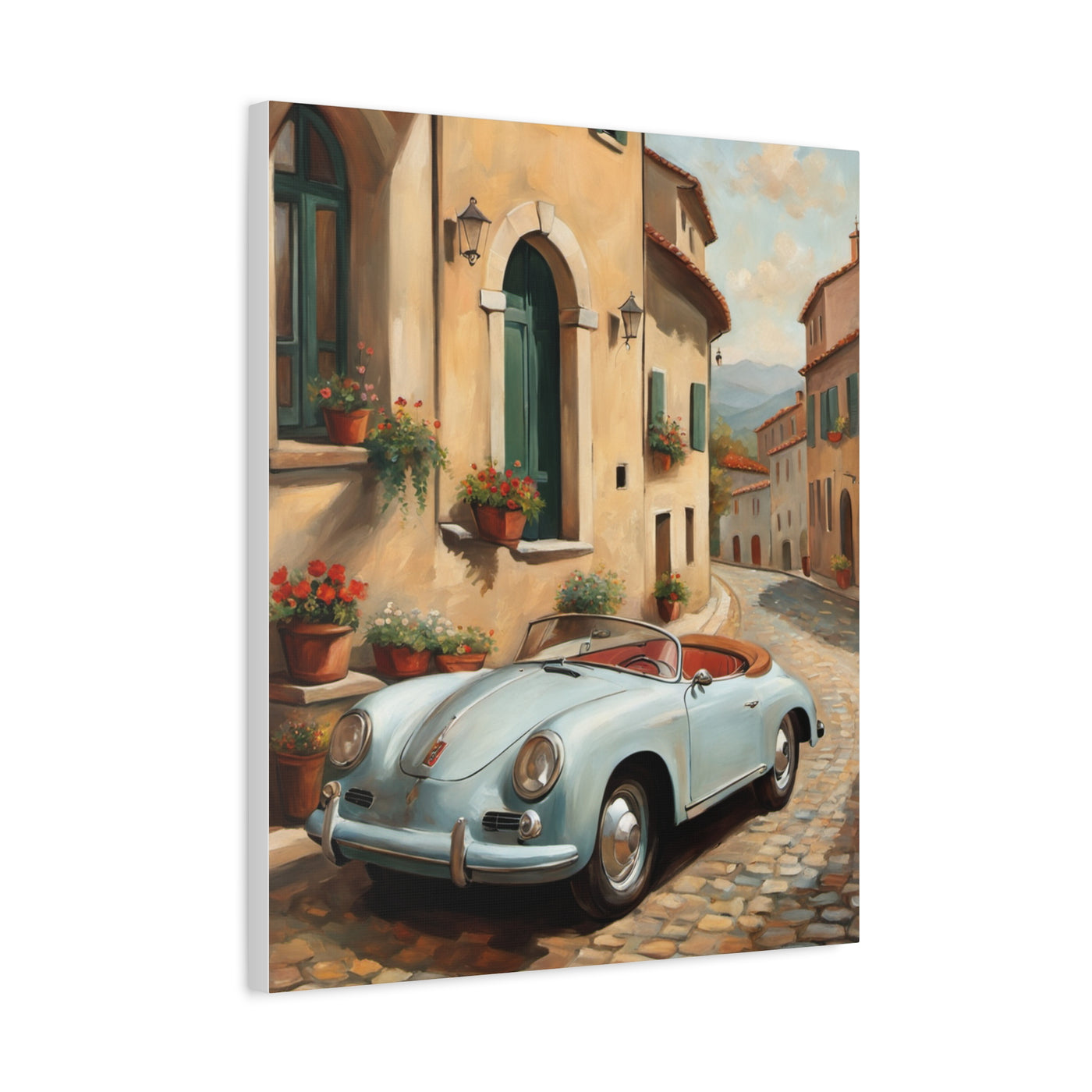 Vintage Car Canvas Print, Classic Car Wall Art, Retro Home Decor, Car Lover Gift, Italian Street Scene Art - AquilVision