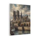 Notre Dame Riverbank Matte Canvas Wall Art — Classic Parisian Cathedral Print - AquilVision