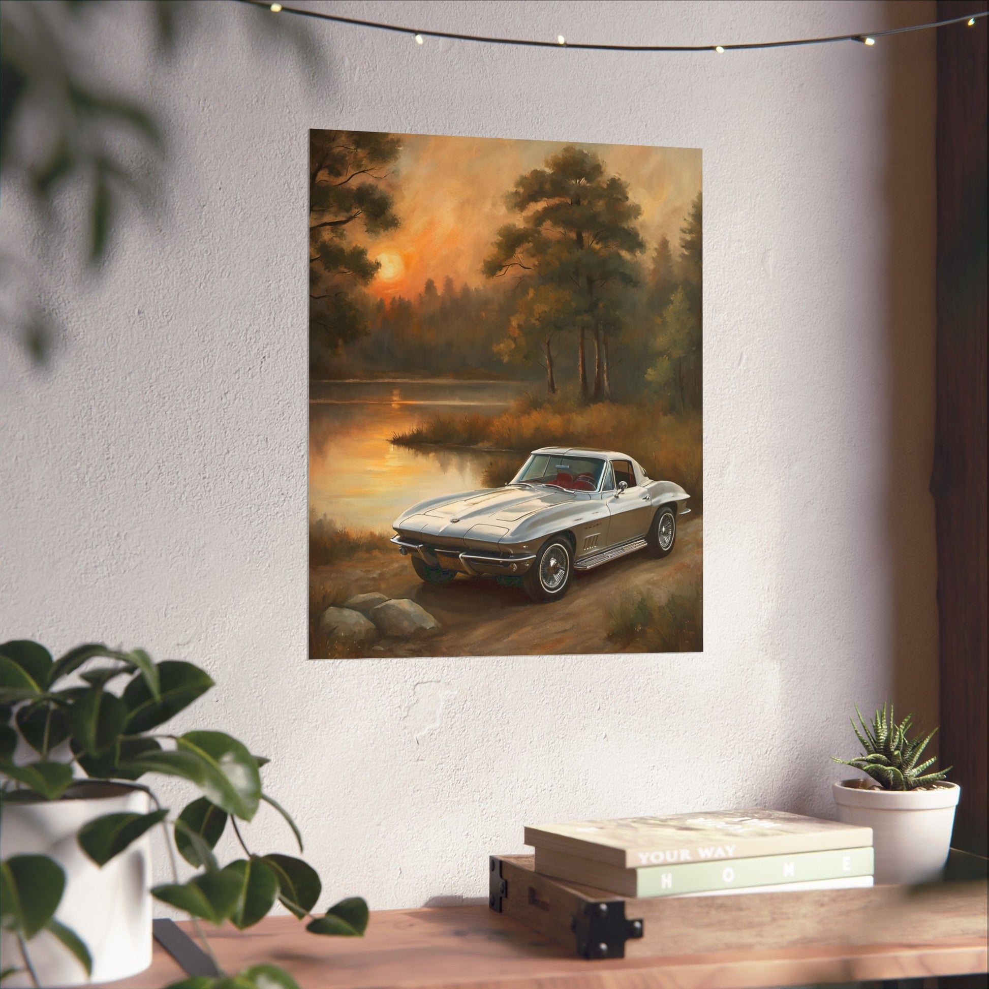 Classic Car Landscape Poster, Vintage Vehicle Decor, Automotive Wall Art, Retro Home Decoration, Perfect Gift for Car Lovers Printify