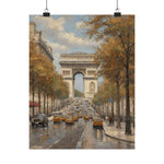 Paris Arc de Triomphe Poster — Autumn Boulevard Matte Vertical Art Print - AquilVision