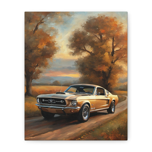 Vintage Countryside Muscle Car Art Print – 18x24 in Canvas