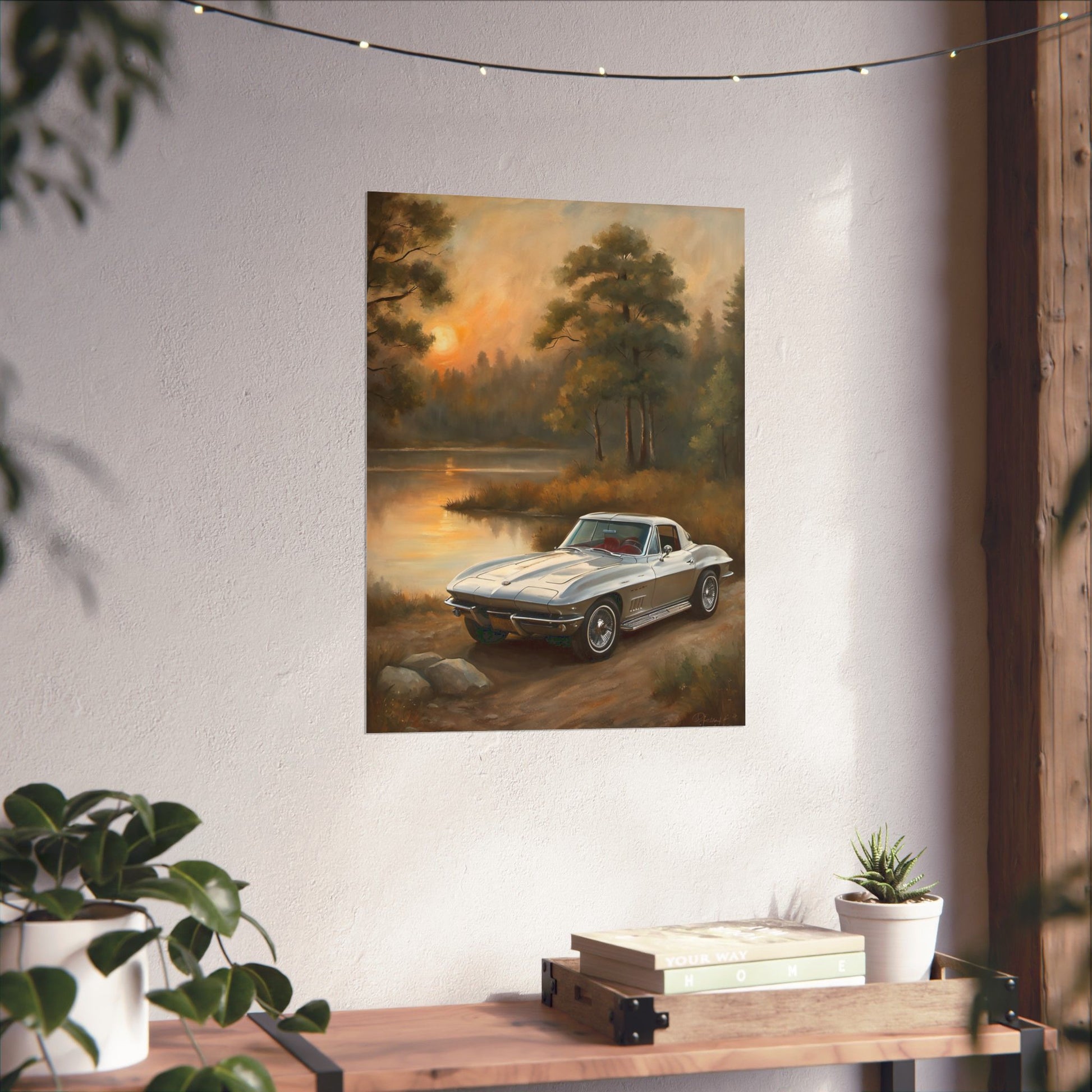 Classic Car Landscape Poster, Vintage Vehicle Decor, Automotive Wall Art, Retro Home Decoration, Perfect Gift for Car Lovers Printify