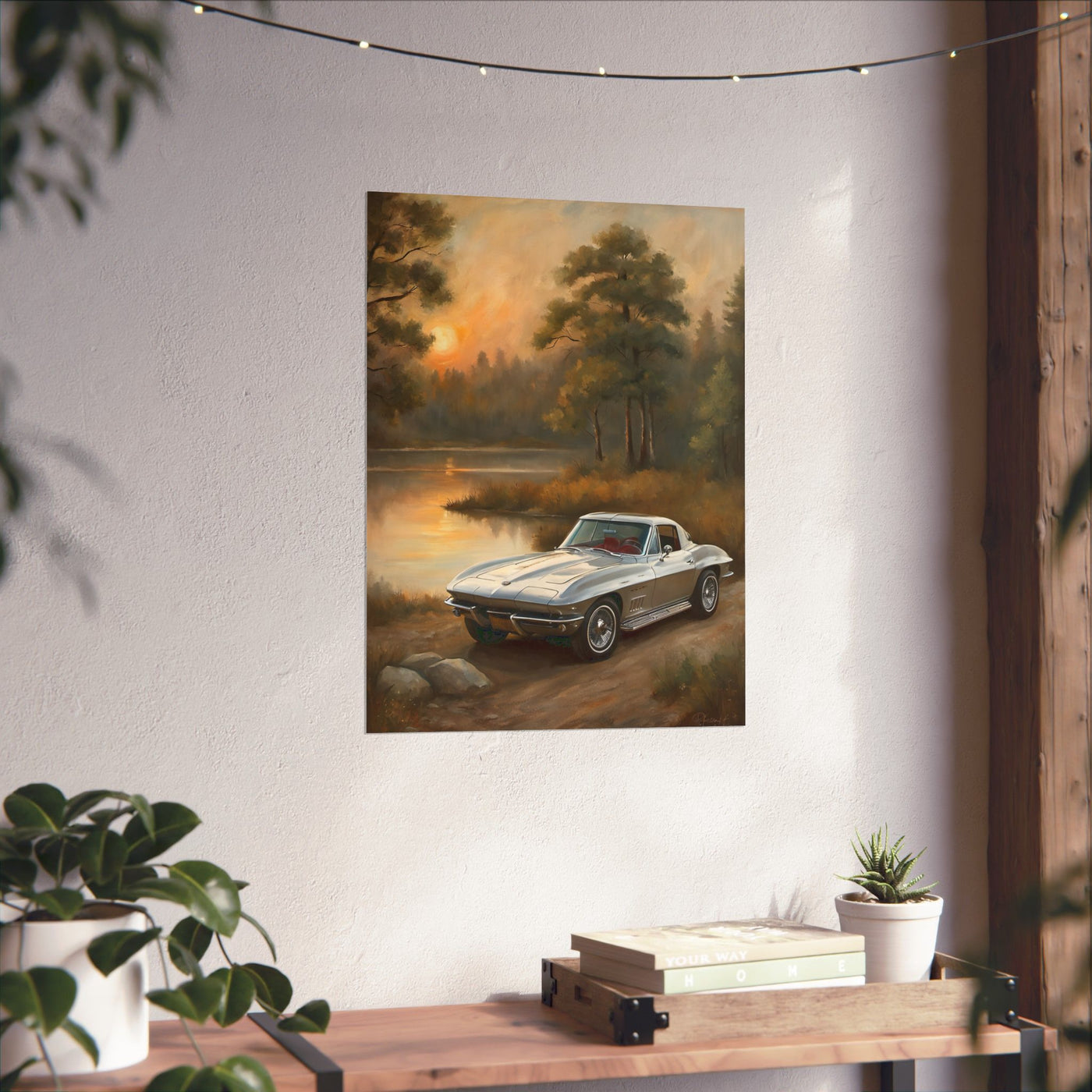 Classic Car Landscape Poster, Vintage Vehicle Decor, Automotive Wall Art, Retro Home Decoration, Perfect Gift for Car Lovers Printify