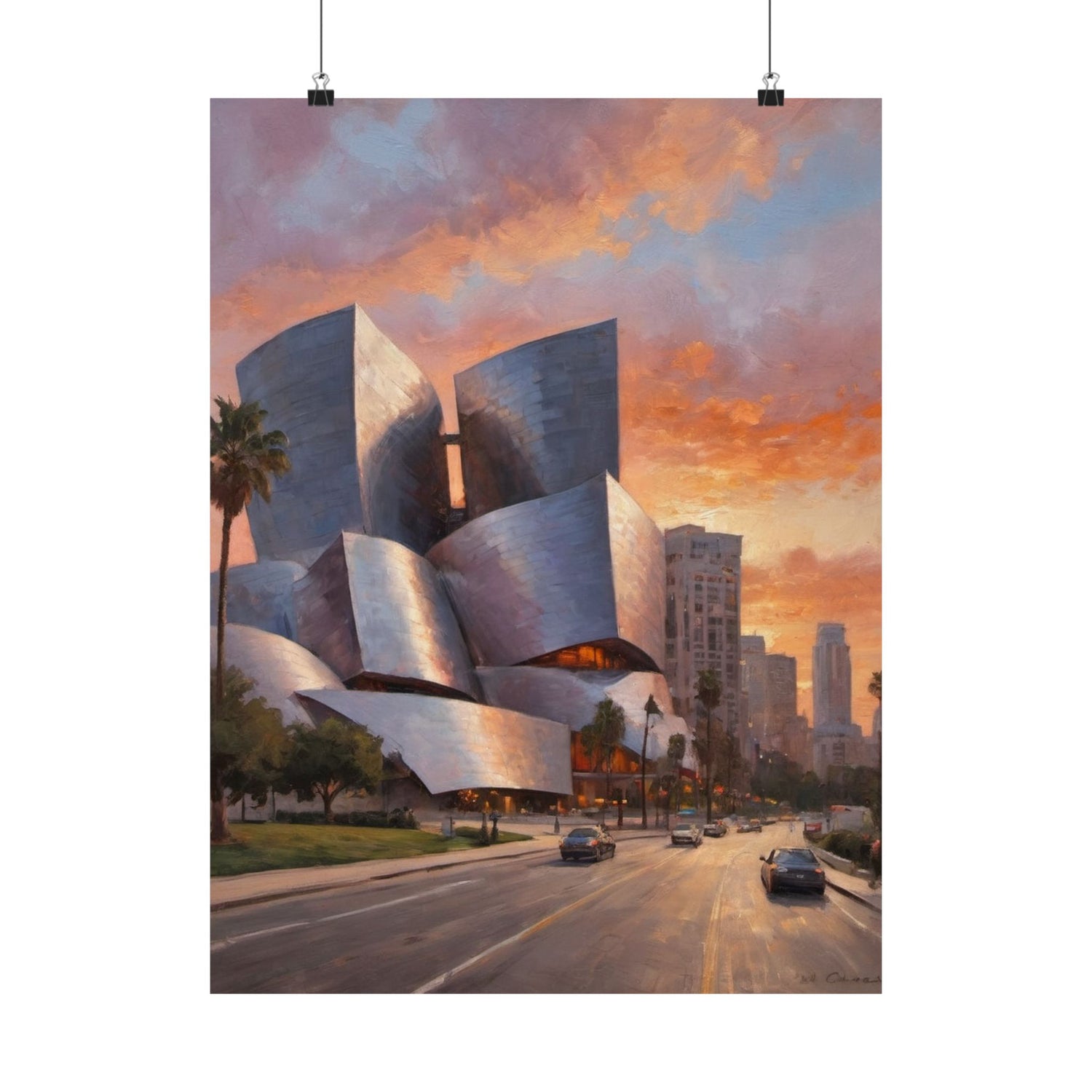 Los Angeles Walt Disney Concert Hall Sunset Poster