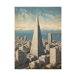 Vintage Cityscape Poster — Transamerica Pyramid Matte Vertical Print - AquilVision