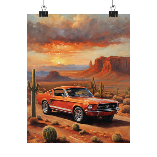 Vintage Desert Muscle Car Art Print – 18x24 in Poster