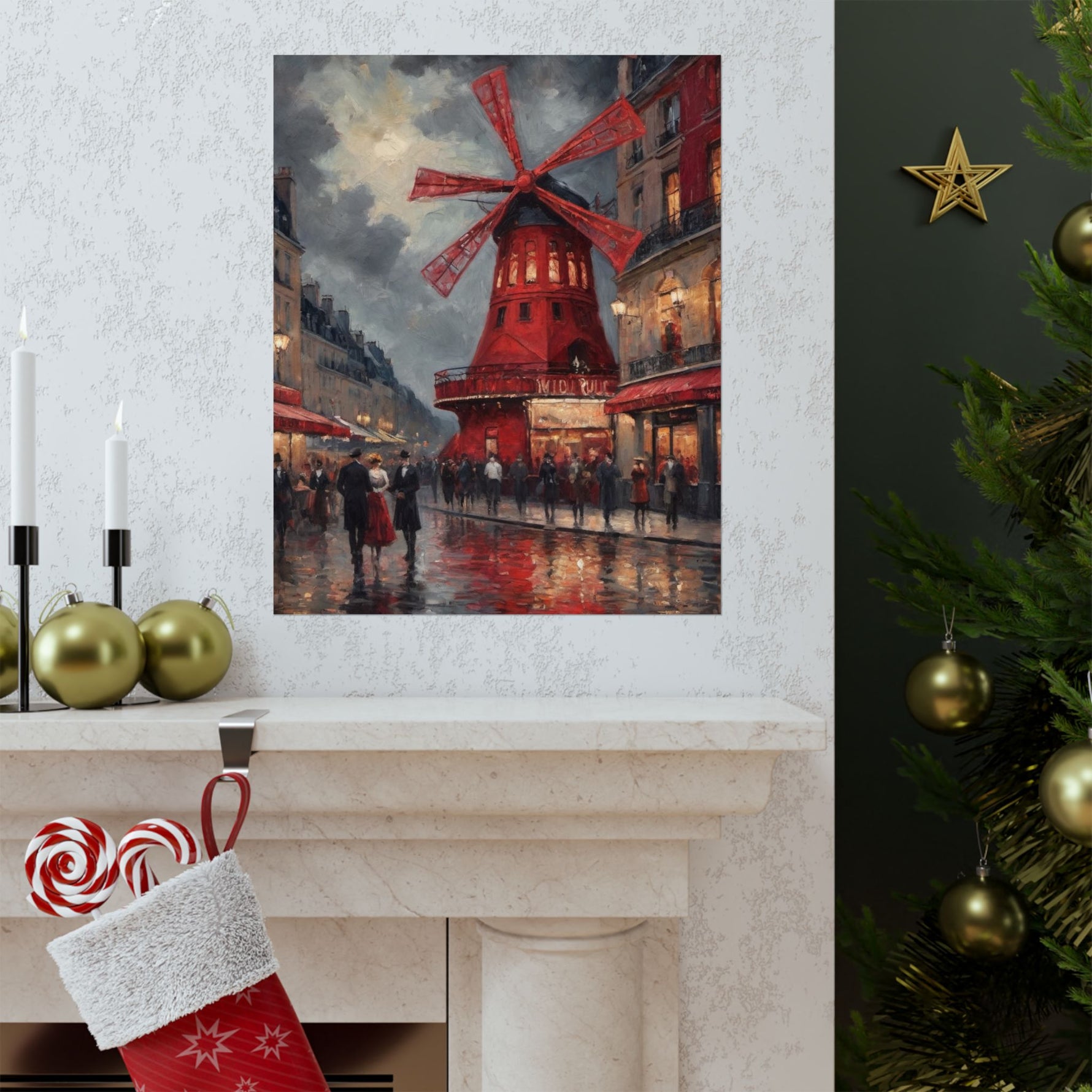 Vintage Paris Moulin Rouge Matte Poster — Romantic City Street Art Print - AquilVision