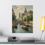 Paris Riverboat Matte Poster — Vintage European Cityscape Wall Art - AquilVision
