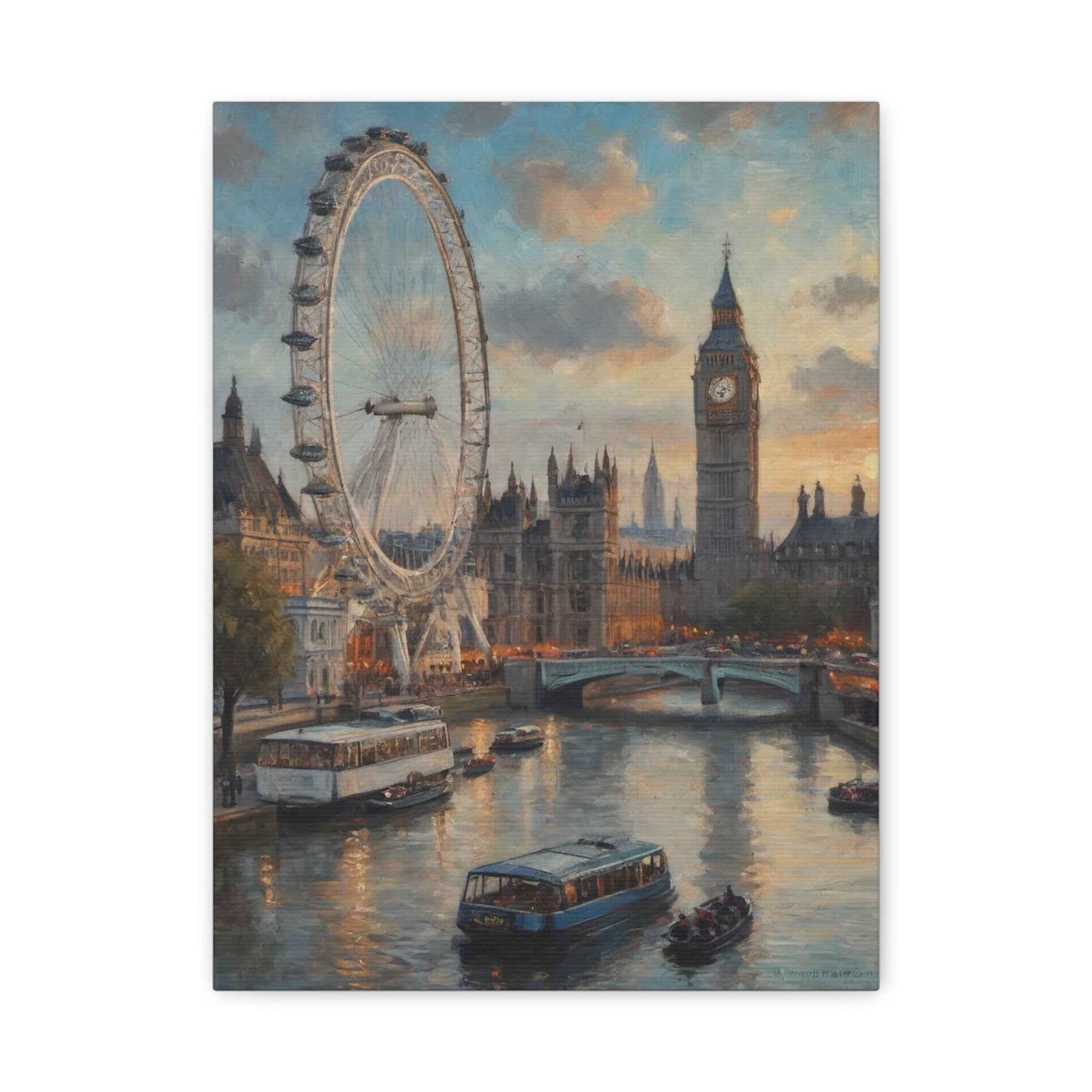 London Collection London Eye Matte Canvas, Stretched, 1.25"