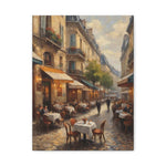 Paris Café Street Scene Matte Canvas Wall Art — Stretched 1.25" - AquilVision