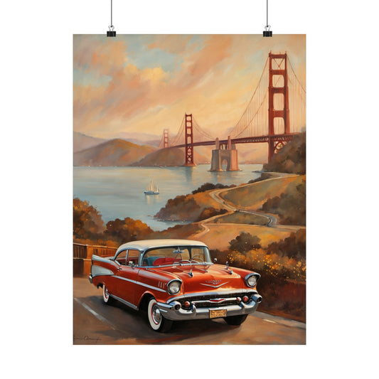 Vintage Car Poster, Nostalgic Wall Art, Home Decor, Great for Car Lovers, Gift for Retro Enthusiasts