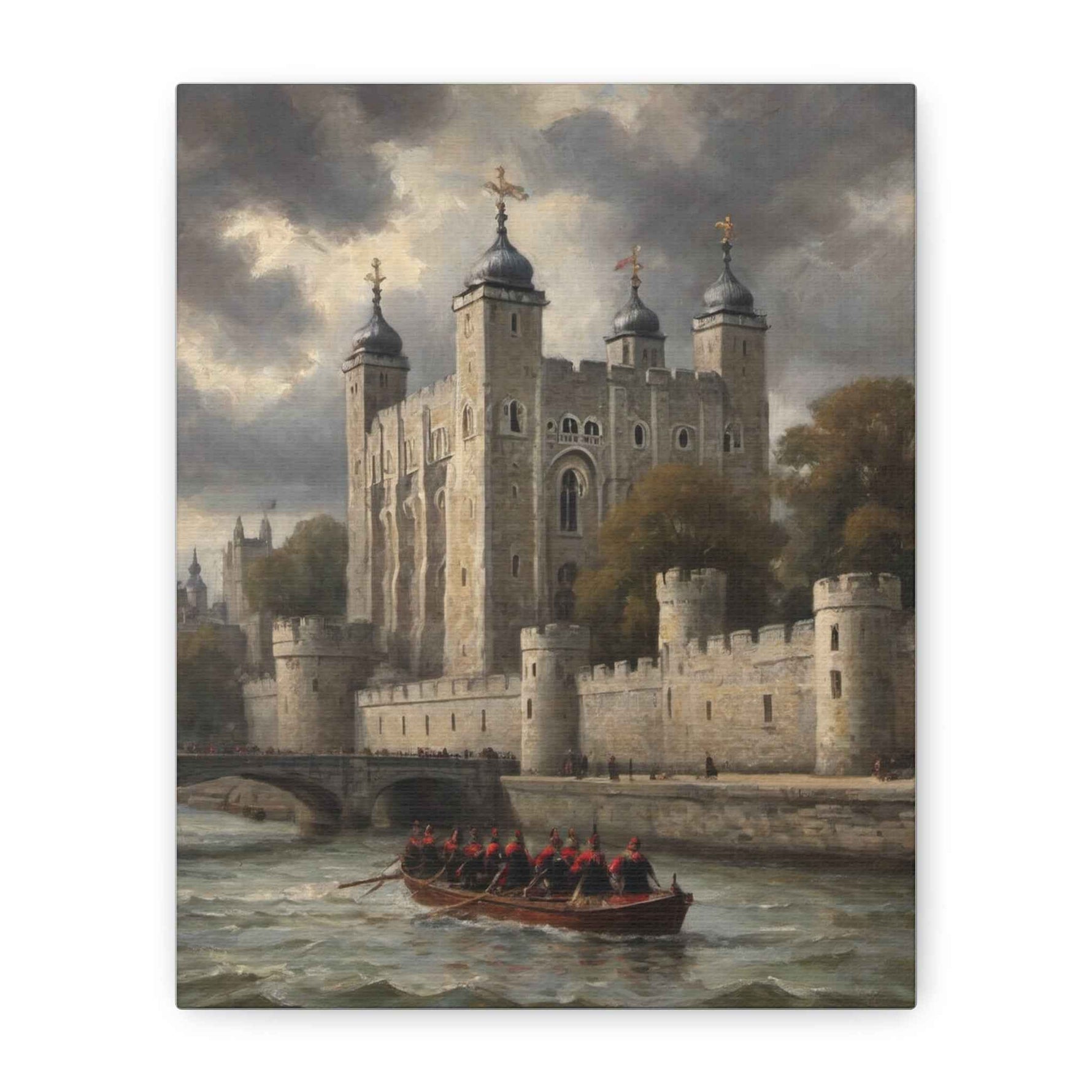 Historic Castle Matte Canvas Wall Art — Tower of London River Scene