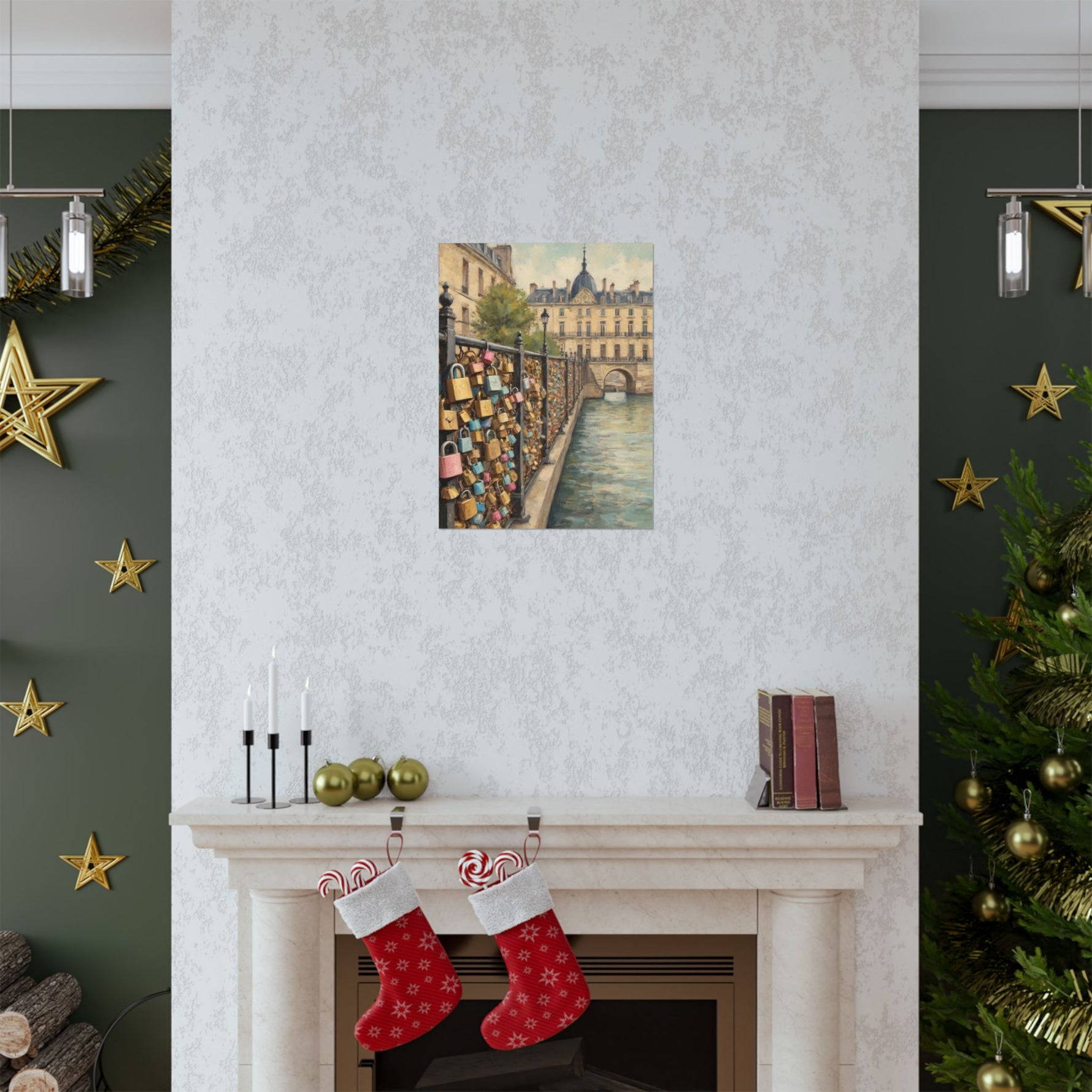 Paris Love Locks Matte Vertical Poster — Romantic Cityscape Wall Art - AquilVision