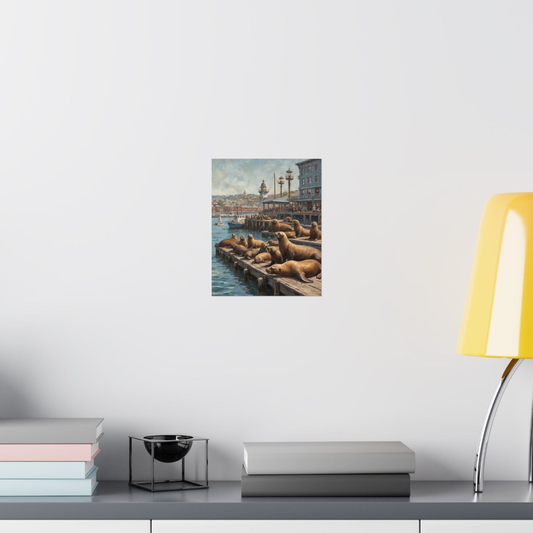 Sea Lion Harbor Matte Vertical Poster — Coastal Nautical Wall Art - AquilVision